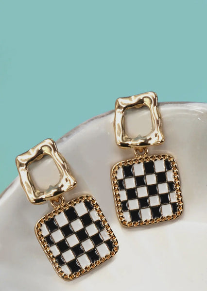 Checkered Drop Earrings