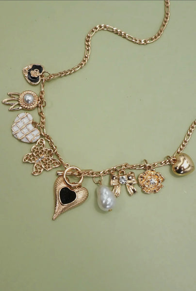 Bow Pearl Flower Necklace