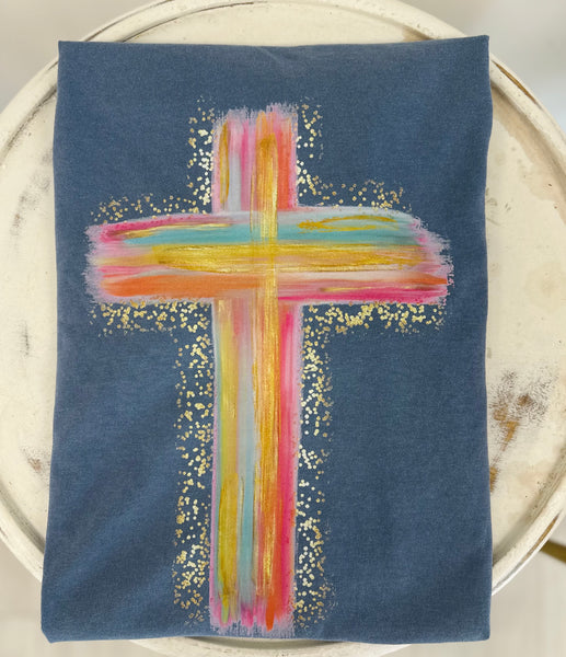 Watercolor Cross Tee
