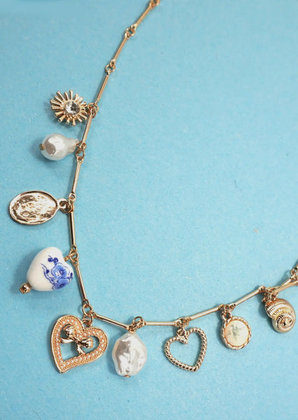 Porcelain Heart Cross Necklace