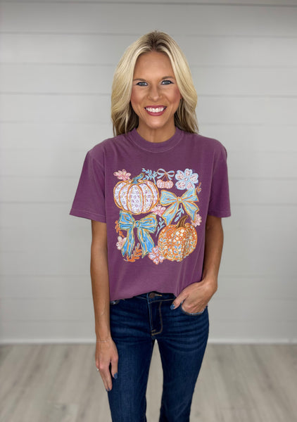 Floral Pumpkin Bow Tee