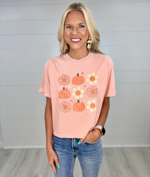 Cropped Flower Pumpkin Tee