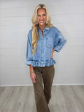 Ruffle & Ride Denim Top