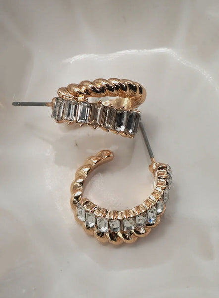 Rhinestone Intwined Hoop