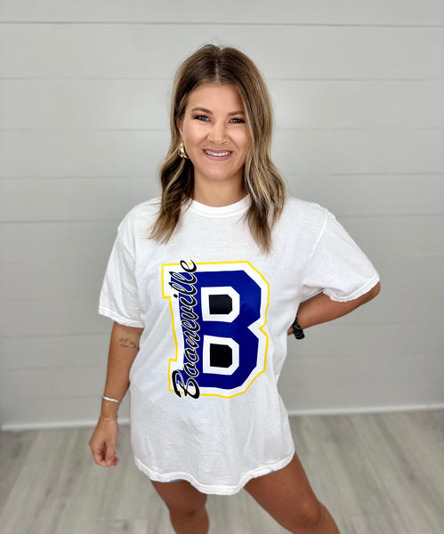 White Out Tee: Booneville- Gildan Softstyle
