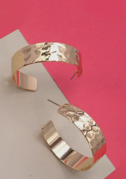 Hammered Wide Hoop