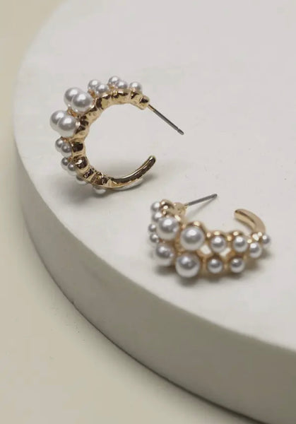 Double Pearl Mini Hoop