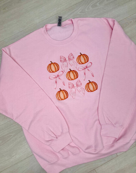 Pink Pumpkin Bow Sweatshirt