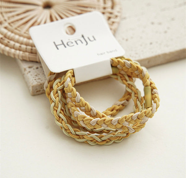 Yellow Braided Hair Tie Set